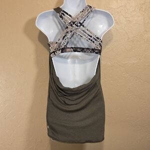 Lululemon Strappy Back Tank with Snakeskin Accent - Olive Size 6